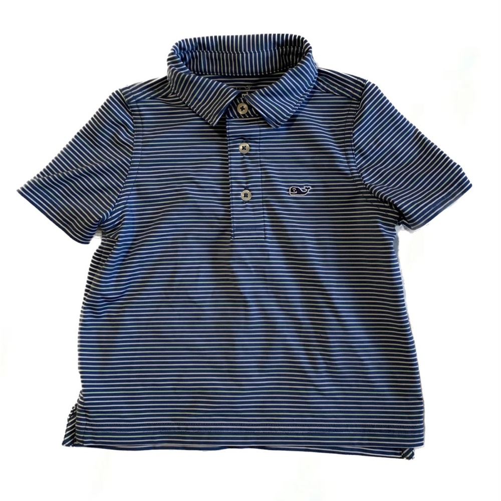 Vineyard Vines- blue, white, subtle green polo size 2T.